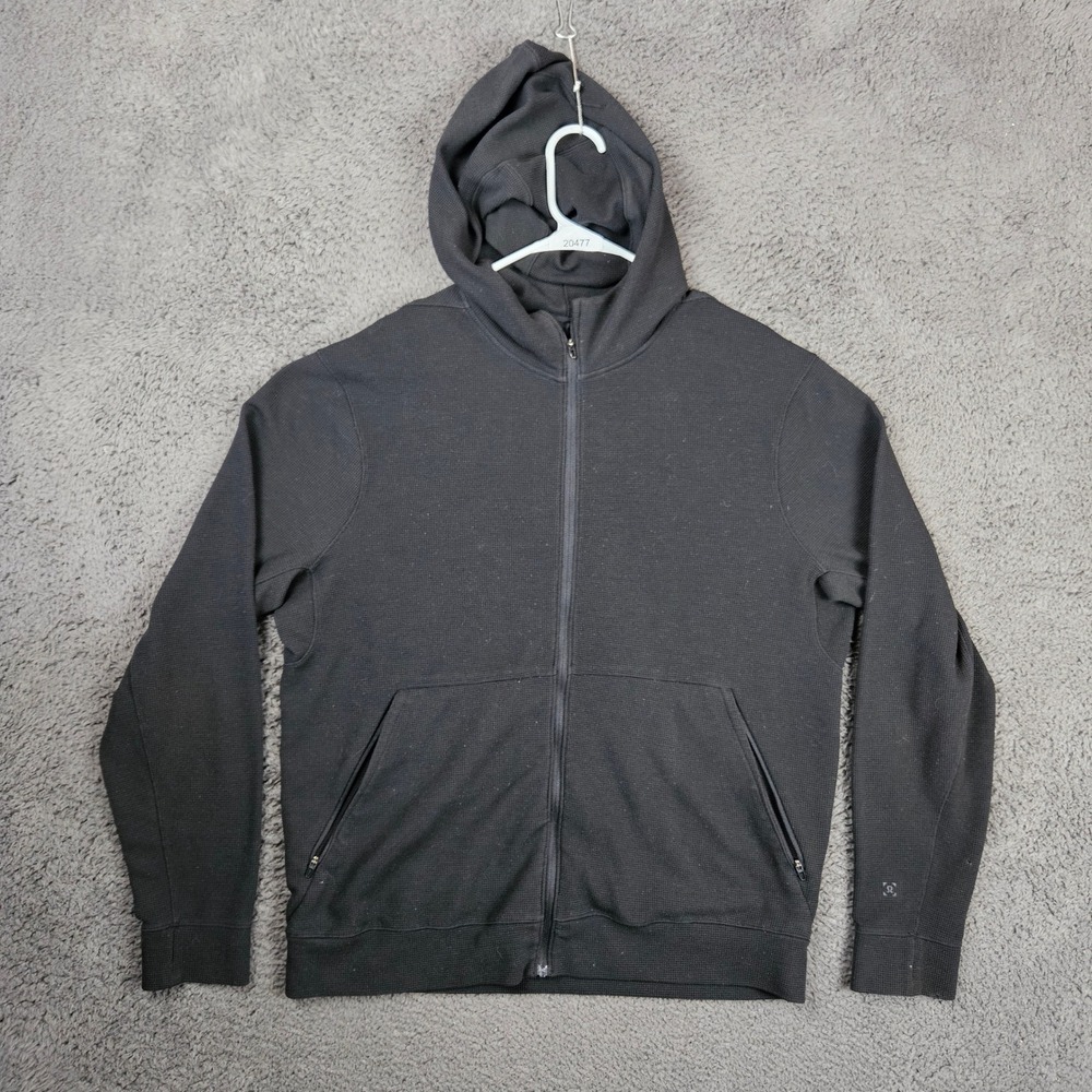 Lululemon‎ Shift Stitch Hoodie Men's Medium Black Waffle Knit Full Zip LM3BY4S